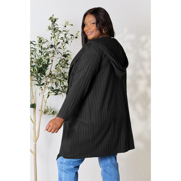 Basic Bae Full Size Hooded Sweater Cardigan - Picture 6 of 7